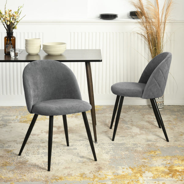 HomeRoots Set of Two Modern Gray & Black Upholstered Dining Chairs – Stylish, Comfortable, Versatile Design 568024
