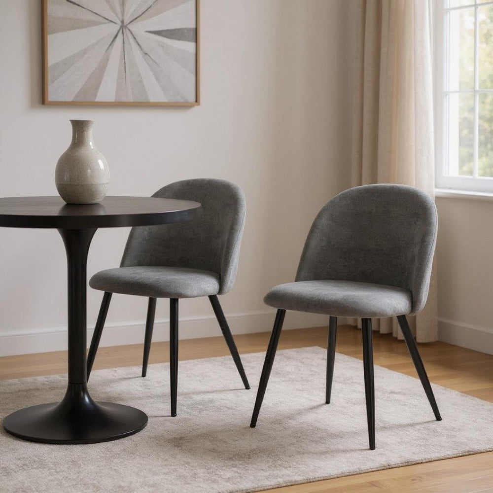 HomeRoots Set of Two Modern Gray & Black Upholstered Dining Chairs – Stylish, Comfortable, Versatile Design 568024
