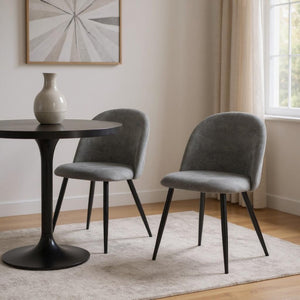 HomeRoots Set of Two Modern Gray & Black Upholstered Dining Chairs – Stylish, Comfortable, Versatile Design 568024