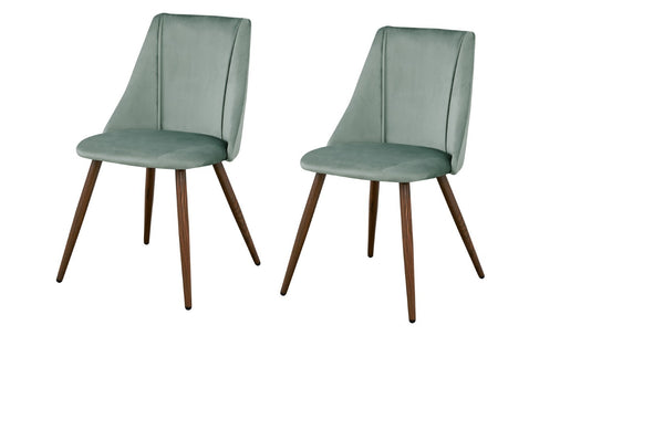 HomeRoots Set of Two Sage and Brown Velvet Dining Chairs – Elegant Armless Design for Comfort & Versatility 568029