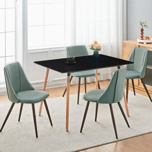 HomeRoots Set of Two Sage and Brown Velvet Dining Chairs – Elegant Armless Design for Comfort & Versatility 568029
