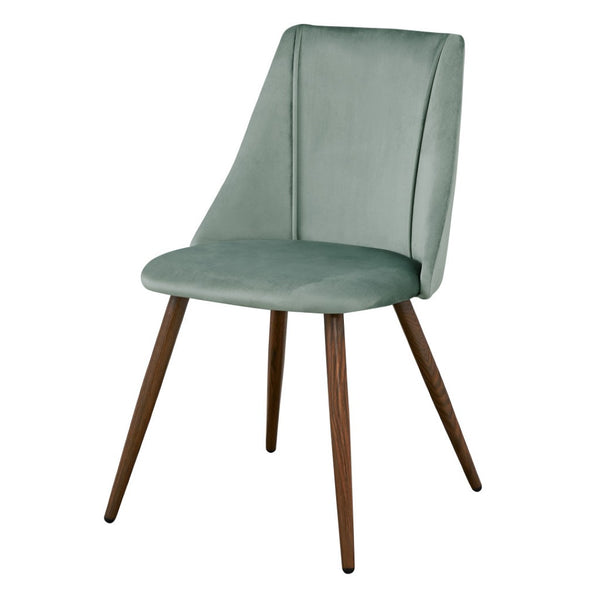 HomeRoots Set of Two Sage and Brown Velvet Dining Chairs – Elegant Armless Design for Comfort & Versatility 568029