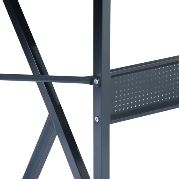 HomeRoots 49" Modern-Industrial Black Wood & Metal Corner H-Shape Computer Desk for Compact Spaces 568031