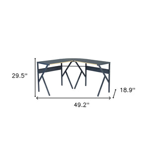 HomeRoots 49" Modern-Industrial Black Wood & Metal Corner H-Shape Computer Desk for Compact Spaces 568031