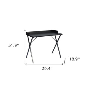 HomeRoots 39" Black Wood and Metal X-Shape Computer Desk - Modern Scandinavian Design for Home Office & Study 568033