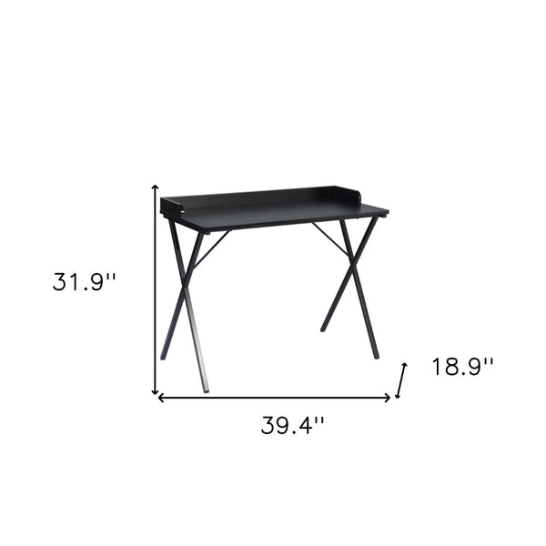 HomeRoots 39" Black Wood and Metal X-Shape Computer Desk - Modern Scandinavian Design for Home Office & Study 568033