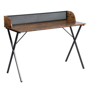 HomeRoots 47" Stylish Brown and Black Wood and Metal X-Shape Computer Desk for Home Office and Crafting Spaces 568036