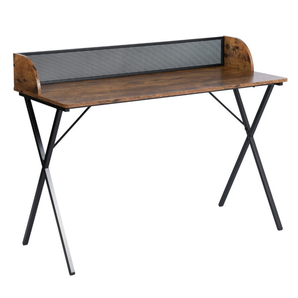 HomeRoots 47" Stylish Brown and Black Wood and Metal X-Shape Computer Desk for Home Office and Crafting Spaces 568036