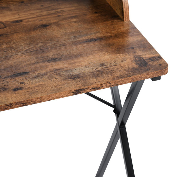HomeRoots 47" Stylish Brown and Black Wood and Metal X-Shape Computer Desk for Home Office and Crafting Spaces 568036