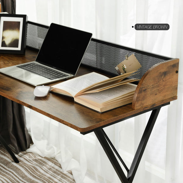 HomeRoots 47" Stylish Brown and Black Wood and Metal X-Shape Computer Desk for Home Office and Crafting Spaces 568036