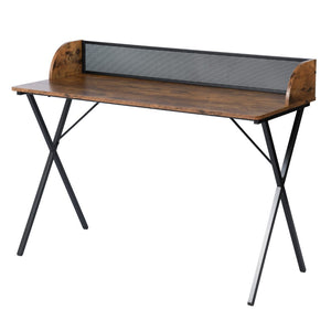 HomeRoots 47" Stylish Brown and Black Wood and Metal X-Shape Computer Desk for Home Office and Crafting Spaces 568036
