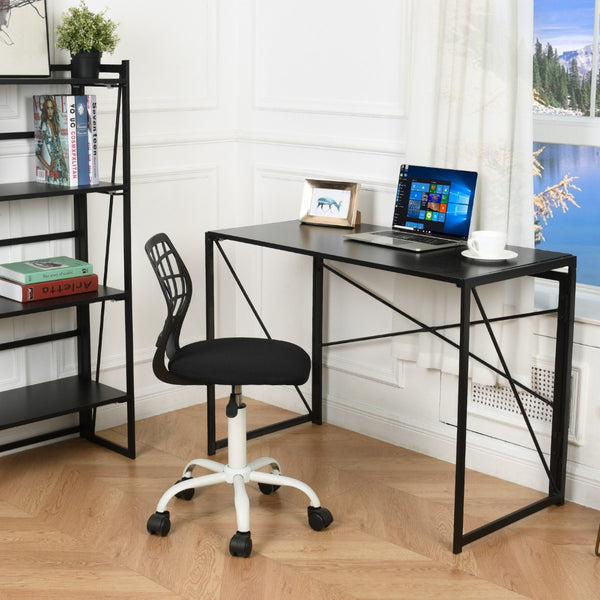 HomeRoots 39" Modern Black Wood and Metal Computer Desk - Compact, Durable, Stylish Workspace for Home or Office 568042