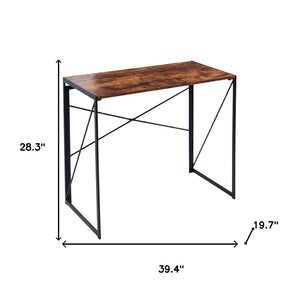 HomeRoots 39" Stylish Brown and Black Computer Desk - Sleek Scandinavian Design for Small Spaces & Home Offices 568044