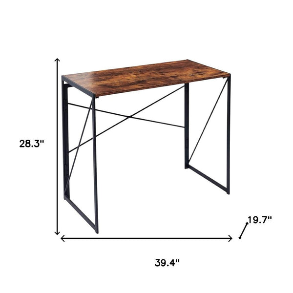 HomeRoots 39" Stylish Brown and Black Computer Desk - Sleek Scandinavian Design for Small Spaces & Home Offices 568044
