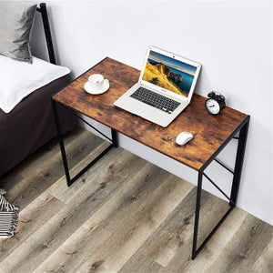 HomeRoots 39" Stylish Brown and Black Computer Desk - Sleek Scandinavian Design for Small Spaces & Home Offices 568044