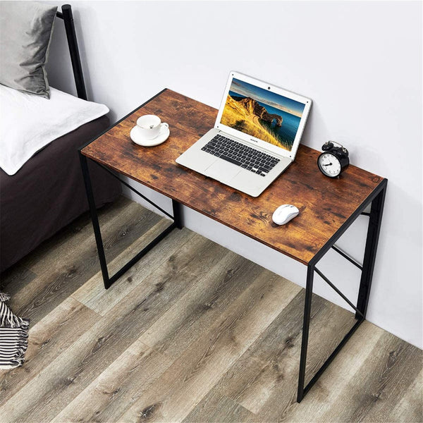 HomeRoots 39" Stylish Brown and Black Computer Desk - Sleek Scandinavian Design for Small Spaces & Home Offices 568044
