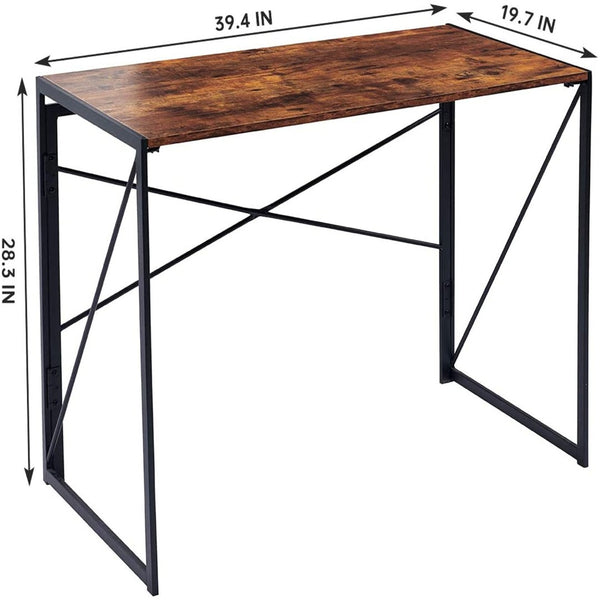 HomeRoots 39" Stylish Brown and Black Computer Desk - Sleek Scandinavian Design for Small Spaces & Home Offices 568044