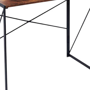 HomeRoots 39" Stylish Brown and Black Computer Desk - Sleek Scandinavian Design for Small Spaces & Home Offices 568044