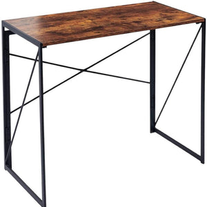 HomeRoots 39" Stylish Brown and Black Computer Desk - Sleek Scandinavian Design for Small Spaces & Home Offices 568044