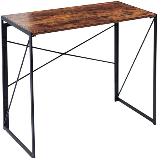 HomeRoots 39" Stylish Brown and Black Computer Desk - Sleek Scandinavian Design for Small Spaces & Home Offices 568044