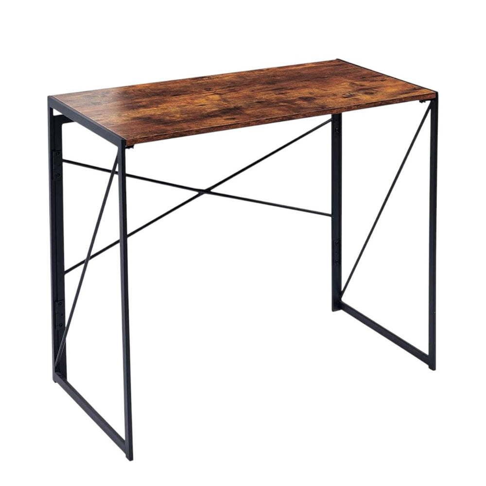 HomeRoots 39" Stylish Brown and Black Computer Desk - Sleek Scandinavian Design for Small Spaces & Home Offices 568044