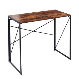 HomeRoots 39" Stylish Brown and Black Computer Desk - Sleek Scandinavian Design for Small Spaces & Home Offices 568044