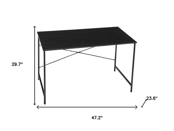HomeRoots 47" Black Computer Desk - Modern Scandinavian Design for Stylish Home Office & Durable Workspace Solutions 568045