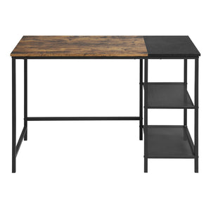 HomeRoots 43" Stylish Brown and Black H-Shape Computer Desk with Open Shelving for Modern Home Offices 568047