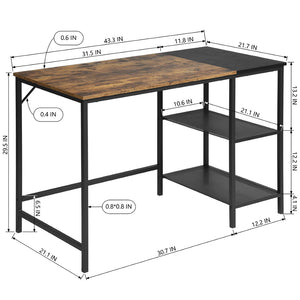 HomeRoots 43" Stylish Brown and Black H-Shape Computer Desk with Open Shelving for Modern Home Offices 568047