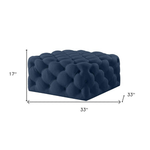Homeroots 33" Chic Velvet Rolling Tufted Cocktail Ottoman - Stylish Multi-functional Furniture For Any Room Navy  568051