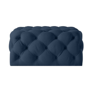 Homeroots 33" Chic Velvet Rolling Tufted Cocktail Ottoman - Stylish Multi-functional Furniture For Any Room Navy  568051