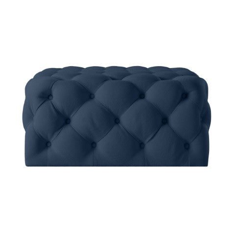 Homeroots 33" Chic Velvet Rolling Tufted Cocktail Ottoman - Stylish Multi-functional Furniture For Any Room Navy  568051