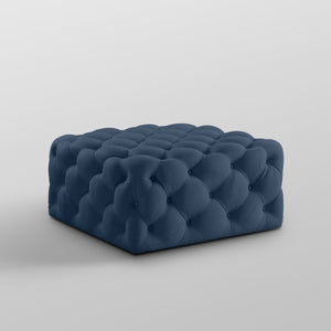 Homeroots 33" Chic Velvet Rolling Tufted Cocktail Ottoman - Stylish Multi-functional Furniture For Any Room Navy  568051
