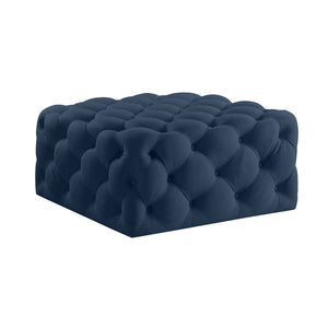 Homeroots 33" Chic Velvet Rolling Tufted Cocktail Ottoman - Stylish Multi-functional Furniture For Any Room Navy  568051