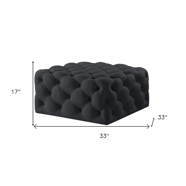 Homeroots 33" Chic Velvet Rolling Tufted Cocktail Ottoman - Stylish Multi-functional Furniture For Any Room Black  568052