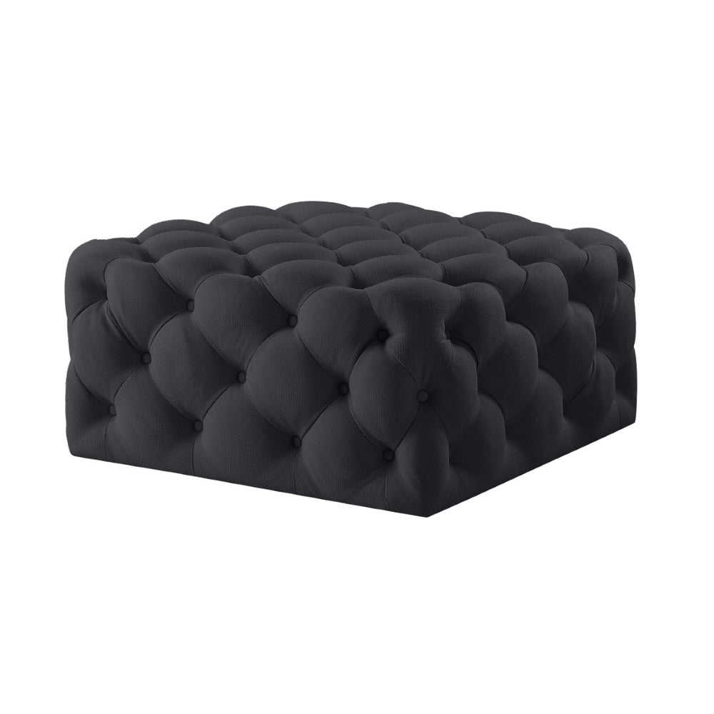 HomeRoots 33" Plush Velvet Rolling Tufted Cocktail Ottoman – Stylish Centerpiece for Modern Living Spaces Black 568052