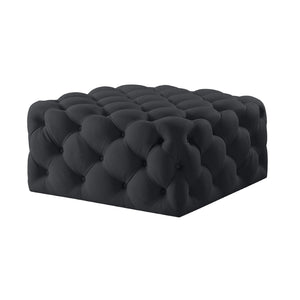 HomeRoots 33" Plush Velvet Rolling Tufted Cocktail Ottoman – Stylish Centerpiece for Modern Living Spaces Black 568052