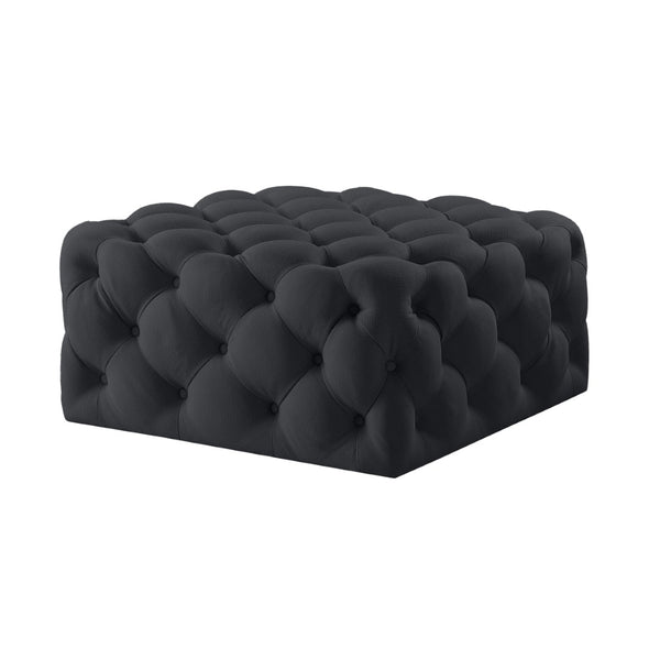 HomeRoots 33" Plush Velvet Rolling Tufted Cocktail Ottoman – Stylish Centerpiece for Modern Living Spaces Black 568052