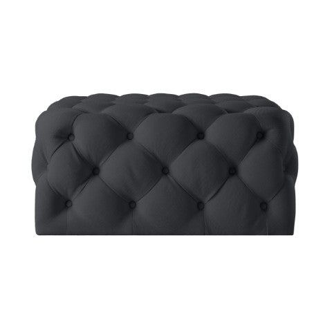 Homeroots 33" Chic Velvet Rolling Tufted Cocktail Ottoman - Stylish Multi-functional Furniture For Any Room Black  568052