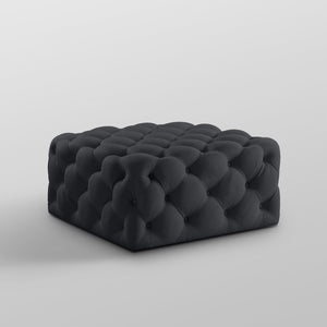 Homeroots 33" Chic Velvet Rolling Tufted Cocktail Ottoman - Stylish Multi-functional Furniture For Any Room Black  568052