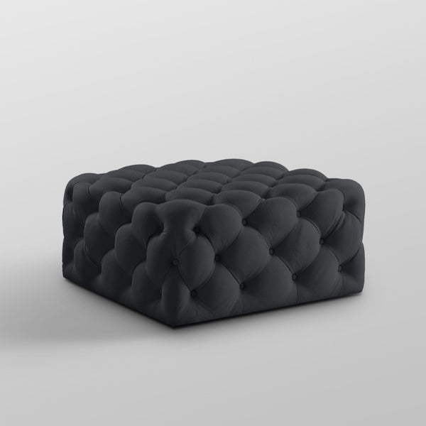 Homeroots 33" Chic Velvet Rolling Tufted Cocktail Ottoman - Stylish Multi-functional Furniture For Any Room Black  568052