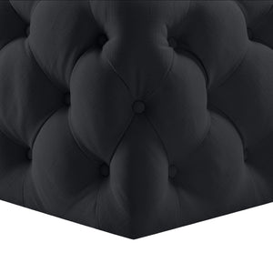 Homeroots 33" Chic Velvet Rolling Tufted Cocktail Ottoman - Stylish Multi-functional Furniture For Any Room Black  568052