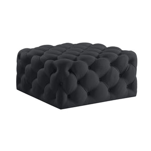 Homeroots 33" Chic Velvet Rolling Tufted Cocktail Ottoman - Stylish Multi-functional Furniture For Any Room Black  568052