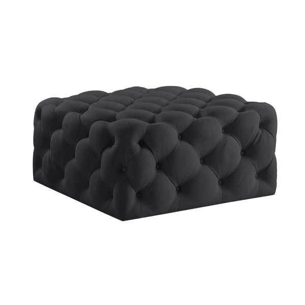 Homeroots 33" Chic Velvet Rolling Tufted Cocktail Ottoman - Stylish Multi-functional Furniture For Any Room Black  568052