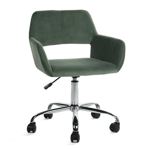 HomeRoots Green Velvet Swivel Office Chair with Steel Frame - Adjustable, Stylish, and Comfortable Design 568058