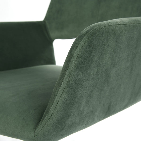 HomeRoots Green Velvet Swivel Office Chair with Steel Frame - Adjustable, Stylish, and Comfortable Design 568058