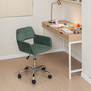HomeRoots Green Velvet Swivel Office Chair with Steel Frame - Adjustable, Stylish, and Comfortable Design 568058