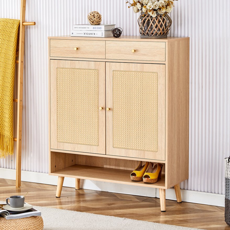 English Elm Multi-Functional Modern Minimalist Mdf Shoe Cabinet - Stylish Storage For Nordic & Industrial Homes W3226P278927