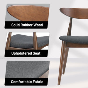 English Elm 5-piece Mid-century Rubberwood Dining Set with Upholstered Chairs for Small Spaces Charcoal,Walnut N759S003011F