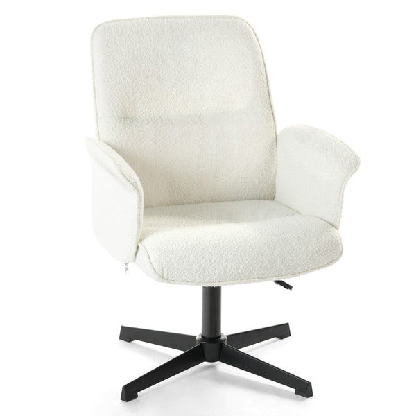 HomeRoots Off White Boucle Adjustable Height Swivel Executive Office Chair - Ergonomic, Modern Design & Comfort 568085